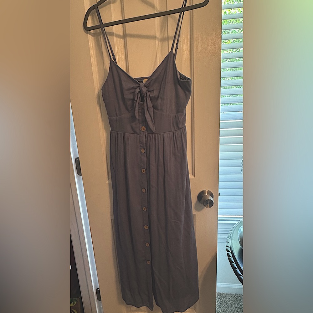 IJOAH Maxi sundress button down style with spaghetti straps.